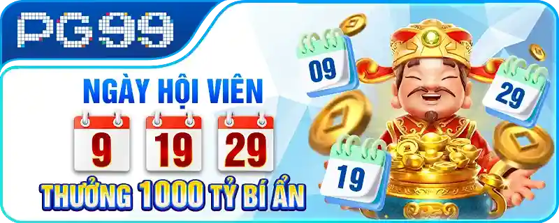 Trang khuyến mãi PG99 với các banner ưu đãi nạp tiền, hoàn trả và quà tặng
